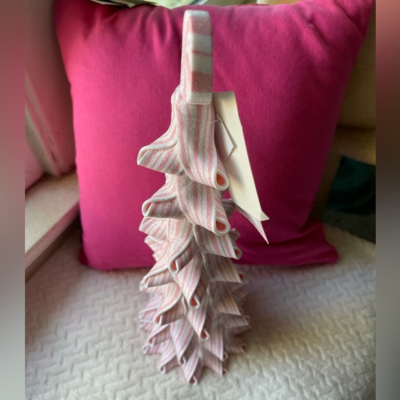 Cupcakes & Cashmere PINK Peppermint Striped Christmas Tree w/Glitter NWT - Picture 4 of 5